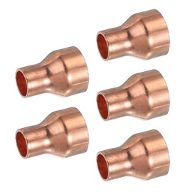 PATIKIL 5Pcs Copper Reducer 7/8" x1/2" ID Reducing Copper Coupling Fitting Pipe Adapter