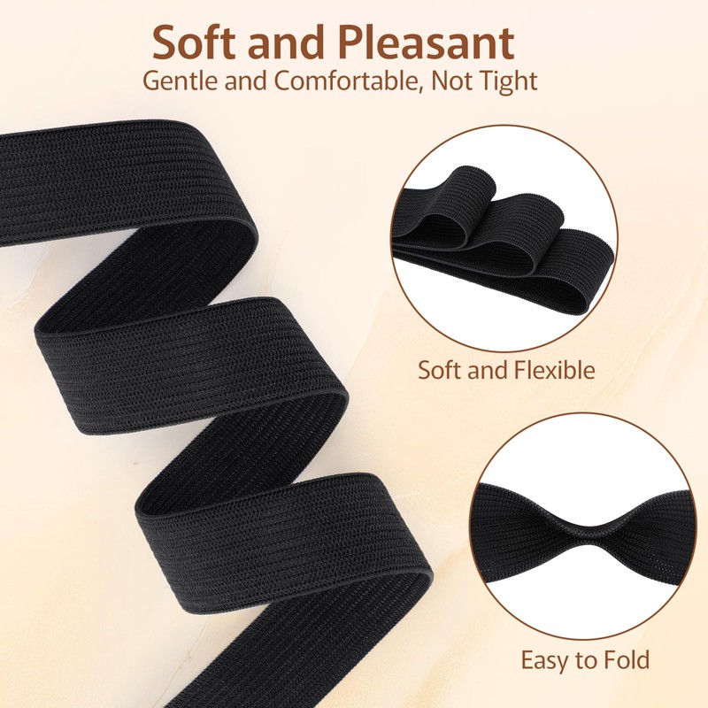 VynyQoo 20mm Elastic for Sewing, 2 Rolls 12m Long Thick