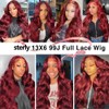 Sterly 24 Inch 99j Burgundy Lace Front Wigs Human Hair