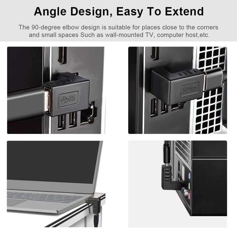 Oxsubor USB 3.0 Adapter 90 Degree Male to Female Combo