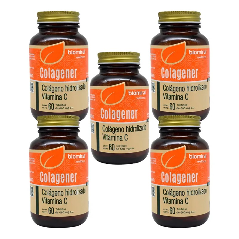 Pack5 Colagener Colágeno Hidrolizado + Vitamina C 60 Tableta