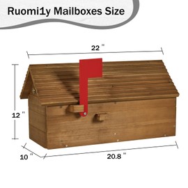 Ruomi1y Cedar Mailboxes Outside,Mailboxes for House Outside Decorative,Outdoor Custom Mailbox Wood Roof for Envelope, Mail, Postcards, Books, Garden Yard Storage Box School Library