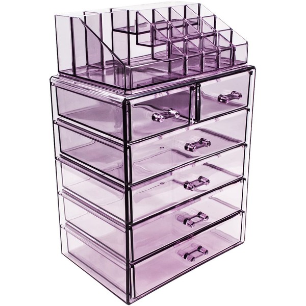 Sorbus Cosmetic Makeup and Jewelry Storage Case Display - Spacious Design - Great for Bathroom, Dresser, Vanity and Countertop (4 Large, 2 Small Drawers, Purple)