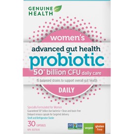 Genuine Health Probiotic for Women, 30 count, 50 Billion CFU, Natural daily digestive, immune, stress support, and vaginal pH balance, 15 diverse and balanced strains per capsule, Dairy, soy & gluten-free, Non-GMO, Vegan