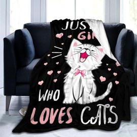 Cat Blanket Gifts for Women Cat Gifts for Cat Lovers Soft Flannel Kawaii Cat Throw Blanket for Kids Adults 50"x40"