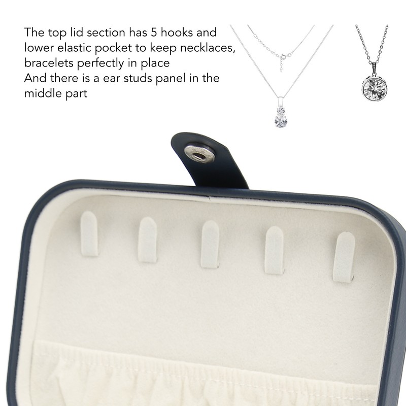 Portable Jewelry Box PU Leather Large Capacity 2 Layers Travel
