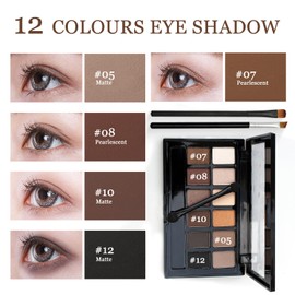 Smoky Eyeshadow Palette, Brown Eyeshadow Pallets for Women, Nude Eye Shadows Matte Palette, 12 Shades Long Lasting Eye Makeup, Dark Eyeshadow for Smokey Look (#1)