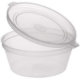 Sabco - Clear Round Hinged Pots with Lids - Deli Pots - Perfect for Takeaways, Restaurants - Chutney, Ketchup Container & Hinged Sauce Pots (100 pcs, 1oz)