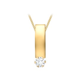Carissima Gold Women's 9ct Yellow Gold Cubic Zirconia 3mm Curved Bar Pendant on a Curb Chain of Length 45.72cm