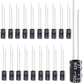 Tnisesm 20Pcs 220UF 16V Electrolytic Capacitor 220 UF MFD 16 Volt with Aluminum Radial Leads
