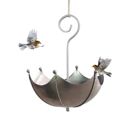 ARTOCT Hanging Bird Feeder Bowl Umbrella Shape Bird Bath Outdoor Retro Rusty Bird Bath Garden Feeder Outdoor Patio and Garden