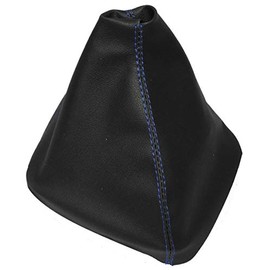 AERZETIX: Gear Stick Gaiter Faux Leather Black with Blue Stitching