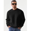 Men's Casual Long Sleeve Crewneck Solid Polyester Cotton Blend Pullover
