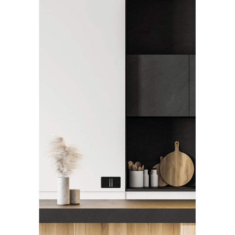 Trendi Switch ART-SKT213LBK Trendi 2 Gang Artistic Modern Glossy Switched