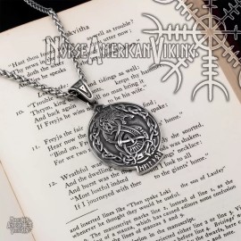 Norse American Viking Viking Norse Dragon Fafnir Valknut Rune Stainless Steel Pendant Necklace