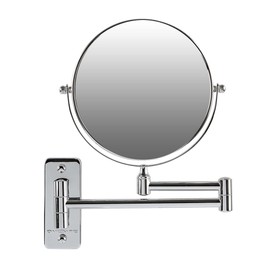 OVENTE 7" Wall Mounted Makeup Mirror with 1X/7X Magnification, Double Sided Magnifying Round Bathroom Vanity Mirror, 360° Swivel Design, Extendable and Folding Arm, Polished Chrome MNLFW70CH1X7X