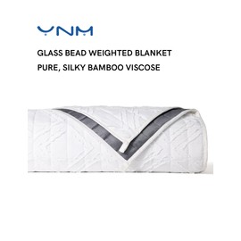 YnM Exclusive Cooling Weighted Blanket Rayon Derived from Bamboo, Bed Blanket for One Person of 140lbs, Ideal for Queen/King Bed (48x72 Inches, 15 Pounds, Cutting Motif/Rayon Derived from Bamboo)