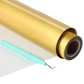 HTVRONT HTV Roll Heat Transfer Vinyl - 12" x 25ft Gold Iron on Vinyl for T-Shirts, Easy to Weed & Transfer HTV Vinyl - Compatible with All Cutting Machine