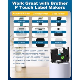 Pillex 6-Pack Replace Brother P Touch Label Maker Tape TZe-231 (TZe TZ Tape 12mm 0.47 Laminated White TZe231) (Compatible with Brother Label Maker PT-D220 PT-H110 PT-D210 PT-D460BT PT-D610 PT-D600)