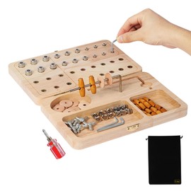 Wooden Pegboard for Finger Dexterity, Upgraded 36-Hole Wooden Hand Therapy Peg Board with Multifunctional Test Kit, Occupational Therapy Toys to Improve Fine Motor Skills and Hand-Eye Coordination