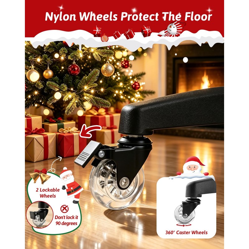 Rolling Christmas Tree Stand Heavy Duty for Up to 7.5