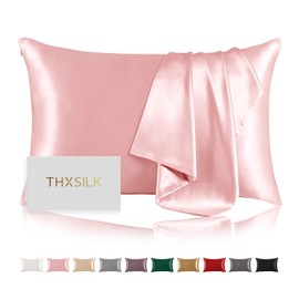 THXSILK Silk Pillowcase with Hidden Zipper, 100% Silk, Double-Sided, Highest Grade 6A, OEKO Certified, Washable, Good Breathability, Anti-Static, Anti-Mite & Antibacterial, Sleep Support, Sleep