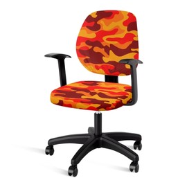 Poceacles Computer Office Chair Cover Protective & Stretchable Orange Red Camouflage Print Universal Chair Covers Aztec Horse Rotating Chair Slipcover for Office Home 2Pcs
