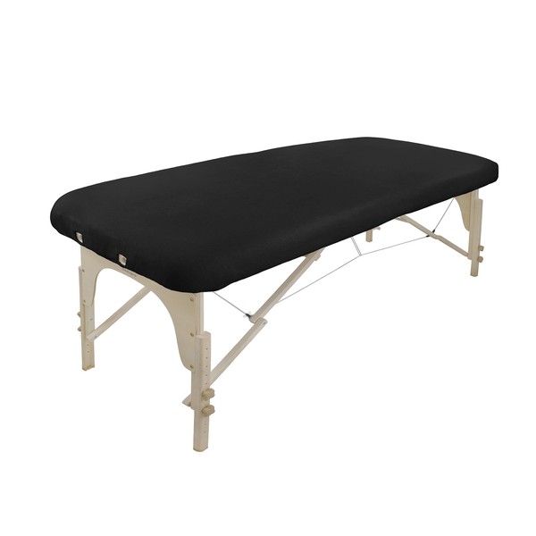 Premium Massage Table Fitted Couch Cover 100% Cotton Without FACE Hole with Ties. Fits All Beds from 24in (60cm) to 30in (76cm) Wide. [Black] (Without Breathe Hole)