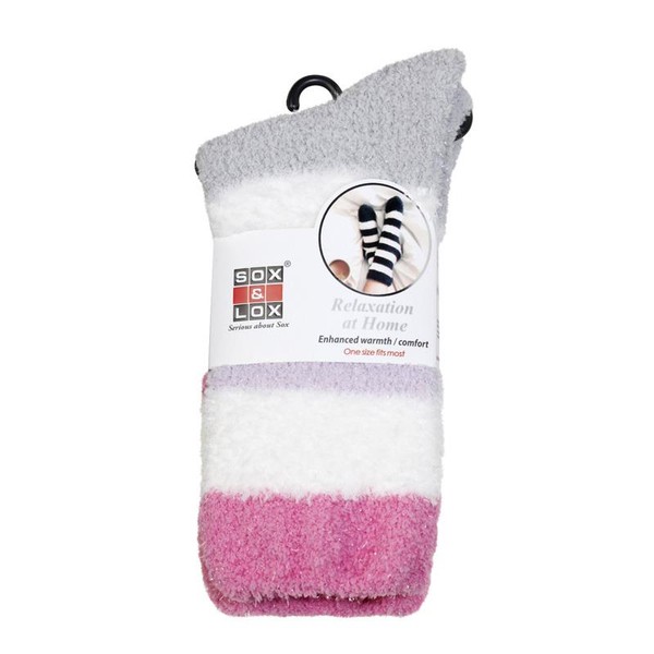 Adults Bed Socks Twinkle Stripe Grey