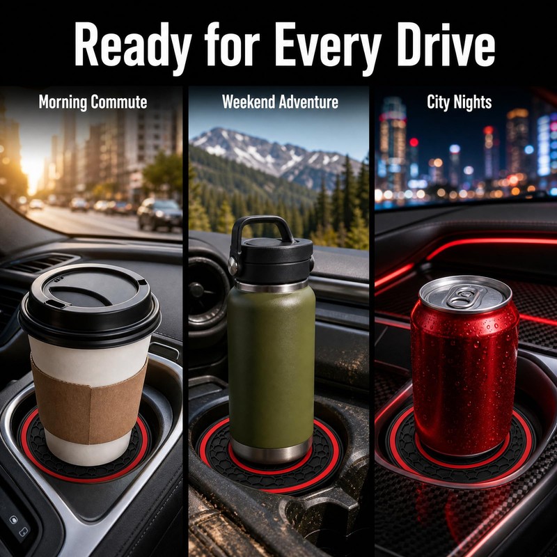 2PCS Car Cup Holder Coaster, 2.75 Inch Anti-Slip Shockproof Car