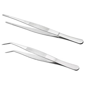 NHQ 2-Piece Tweezers Set, Curved Tweezers, Tweezers Point, Tweezers Crafts, Blunt Tweezers, Tweezers Long, 20 cm Stainless Steel Professional Non-Slip, Long Straight Tweezers