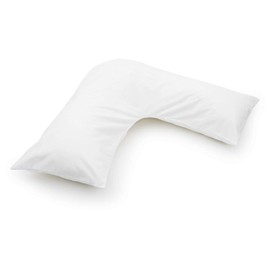 M Fabrics Poly-Cotton Plain Dyed V Pillowcase Cover - Easy Care, Machine Washable - Available in 25 Colours - V Shaped Pillow Case 81x38cm (White)