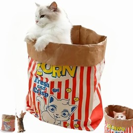 HYMOZURA Cat Toys-Hide and Seek for Indoor Cats-Cat Prch Popcorn Paper Bag Cat Hideaway Toys for Multicats,Interactive Cat Toy