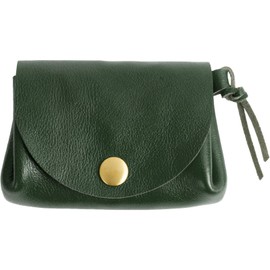 Raficaro Women's Mini Wallet, Coin Purse, Italian Leather, Genuine Leather, Small Wallet, Double Flap Button, Card Case, green