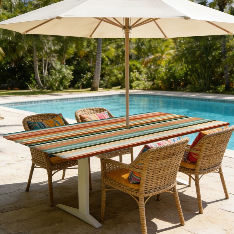 Outdoor Tablecloth with Umbrella Hole and Zipper 72" x 30"