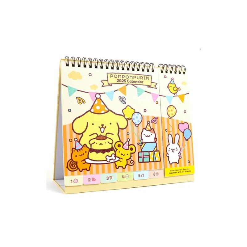 2025~2026 Feature Kawaii Pudding Puppy Monthly Yearly Desktop Calendar Planner