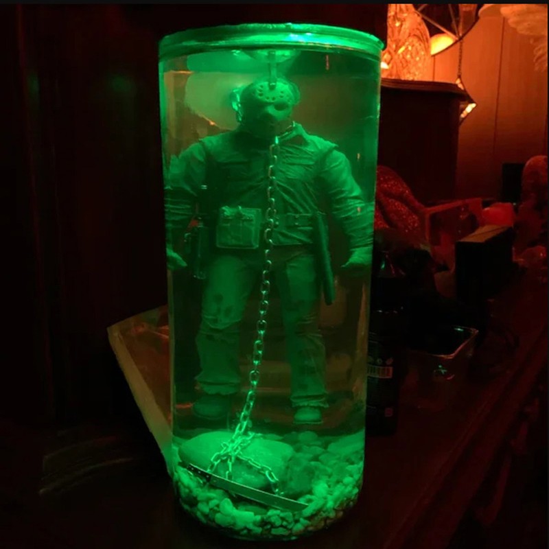 Night Light with Horror Film Resin Statue Inside Table Lamp