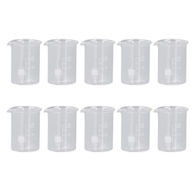 Juego de Vasos de Precipitados de Vidrio de 10 Piezas, Vidrio de Borosilicato de Capacidad de 25 Ml, Graduaciones Transparentes, Usos Múltiples, Proyectos de Laboratorio,