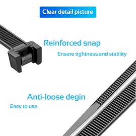 COMRUN 1000pcs 8Inch Nylon Zip Ties, 50 Pounds Tensile Strength, Black Cable Tie, Industrial Grade, UV Resistant,Heavy Duty,for Home,Garden Trellis,Office,Garage and Workshop