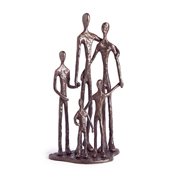 Danya B. Home Shelf Décor (ZD11021) - Sand Casted Metal Art Bronze Sculpture Family of Five - Lined with Velveteen
