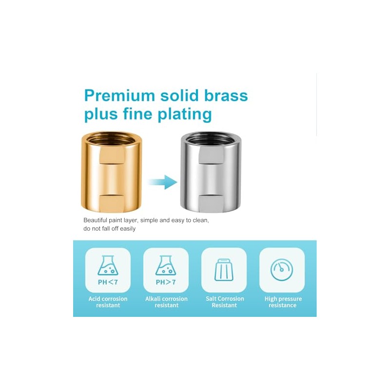 OFFO Shower Pipe Fitting, Brass Converter Adapter, G1/2 x G1/2