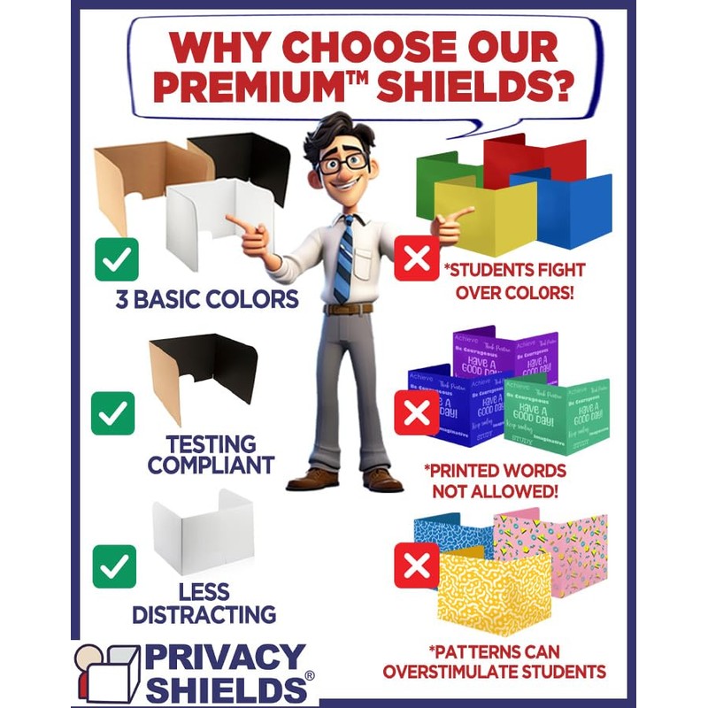 X-tra Large & Sturdy Premium™ Testing Privacy Shields - 13"