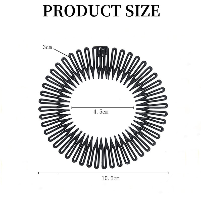 Pack of 4 Full Circle Stretchy Comb Circular Plastic Hair