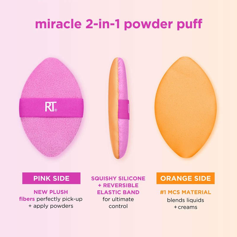 Real Techniques Miracle 2-In-1 Powder Puff, Dual-Sided Makeup Blending Puff,
