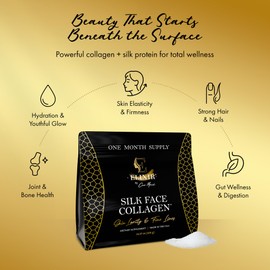 Silk Face Collagen - Collagen Peptides Powder for Women, Face and Neck 14g Protein | Ultra Low Molecular Weight Collagen – for Skin, Hair, Nail, Joint & Gut Health, 15.87 oz (450g) Cocó March