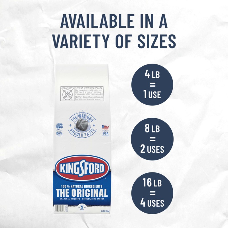 Kingsford Original Charcoal Briquettes, BBQ Charcoal for Grilling, 4 Pounds