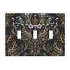 Botanical Morris Floral Midnight Black 3 Gang Light Switch Covers