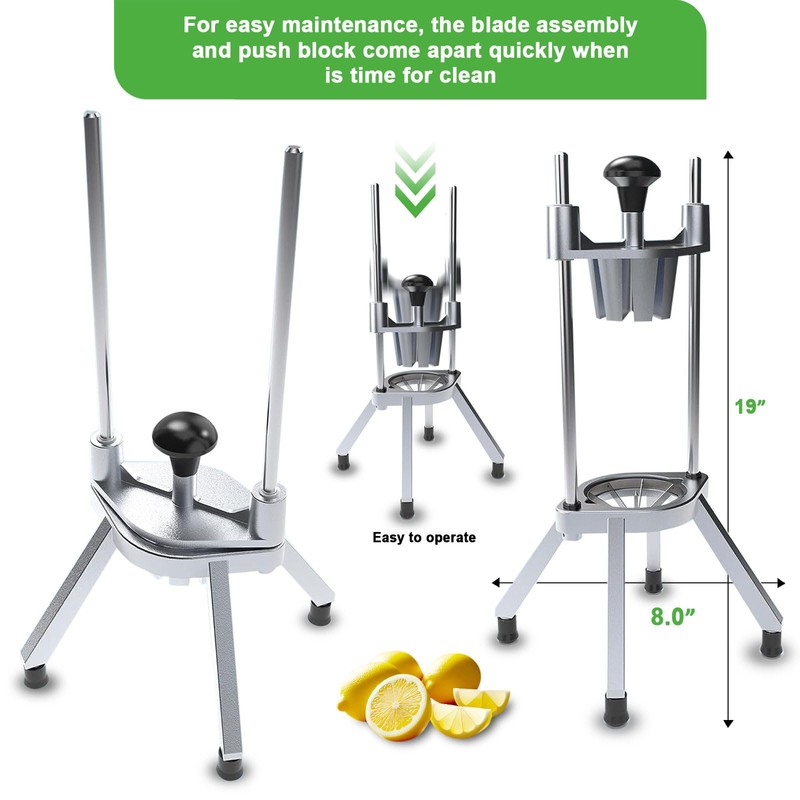 Commercial Lemon Cutter with V-Shaped 420 Stainless Steel Blades 6-Section