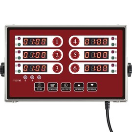 YOOYIST Kitchen Timers for Cooking – 6 Channel Commercial Kitchen Timer Restaurant Kitchen Supplies – Stainless Steel LED Technology Kitchen Timer Digital – Reminder Function, Loud Alarm, Red