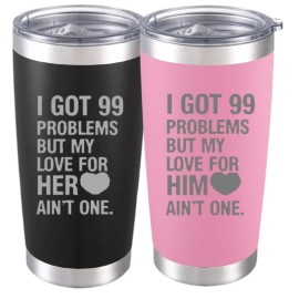 supplymartonline Christmas Gift Set for Couples – Cute Matching 99 Problems Quote Love Tumblers